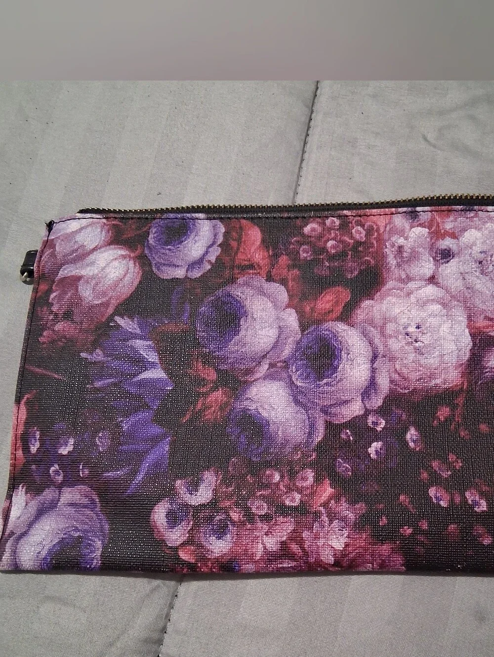 Floral Zip Clutch Wallet - Purple Pink Floral